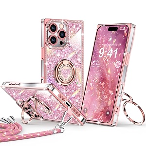 XYZ for iPhone 16 Pro Back Cover Case, Glitter Bling Phone Cover with 2 ...