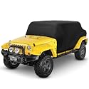 XYZCTEM Wrangler Half Cover Waterproof, for 2007-2024 Jeep Wrangler JKU 4 Door, Rain Snow Hail Dust Protection, Scratch Resistant Outdoor UV Protection Black Car Cover