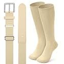 XZQTIVE Baseball Softball Socks and Baseball Softball Belt Combo Set Knee-High Soccer Socks for Kids Youth Adult