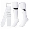 XZQTIVE Baseball Softball Socks and Belt Combo Set Adjustable Softball Socks and Elastic Belt for Kids Youth Adult