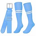 XZQTIVE Baseball Softball Socks and Belt Combo Set Adjustable Softball Socks and Elastic Belt for Kids Youth Adult