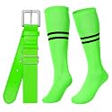 XZQTIVE Baseball Softball Socks and Belt Combo Set Adjustable Softball Socks and Elastic Belt for Kids Youth Adult