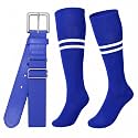 XZQTIVE Baseball Softball Socks and Belt Combo Set Adjustable Softball Socks and Elastic Belt for Kids Youth Adult