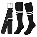XZQTIVE Baseball Softball Socks and Belt Combo Set Adjustable Softball Socks and Elastic Belt for Kids Youth Adult