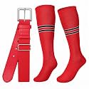 XZQTIVE Baseball Softball Socks and Belt Combo Set Adjustable Softball Socks and Elastic Belt for Kids Youth Adult