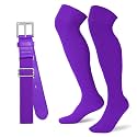 XZQTIVE Over the Knee Baseball Socks and Belt Combo Set for Kids Youth Adult Pink Softball Soccer Socks for Boy Girl