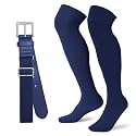 XZQTIVE Over the Knee Baseball Socks and Belt Combo Set for Kids Youth Adult Pink Softball Soccer Socks for Boy Girl