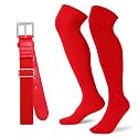 XZQTIVE Over the Knee Baseball Socks and Belt Combo Set for Kids Youth Adult Pink Softball Soccer Socks for Boy Girl