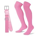 XZQTIVE Over the Knee Baseball Socks and Belt Combo Set for Kids Youth Adult Pink Softball Soccer Socks for Boy Girl