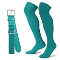 XZQTIVE Over the Knee Baseball Socks and Belt Combo Set for Kids Youth Adult Pink Softball Soccer Socks for Boy Girl