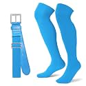 XZQTIVE Over the Knee Baseball Socks and Belt Combo Set for Kids Youth Adult Pink Softball Soccer Socks for Boy Girl