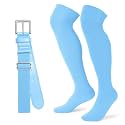 XZQTIVE Over the Knee Baseball Socks and Belt Combo Set for Kids Youth Adult Pink Softball Soccer Socks for Boy Girl