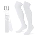 XZQTIVE Over the Knee Baseball Socks and Belt Combo Set for Kids Youth Adult Pink Softball Soccer Socks for Boy Girl