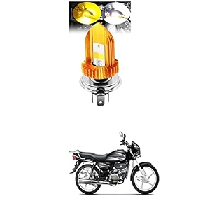 h4 led headlight bulbsdouble color whitehi beam amberlo beamled headlight bulb 1 x cob chips 24 watts lamps compatible with h-ero splendor plus
