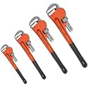 Y&Y Decor 4pcs Pipe Wrench Set, Heat Treated Plumbing Wrench w/Soft Grip, Adjustable Jaws, 8" 10" 14" 18" Heavy Duty Hand