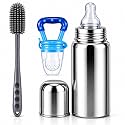 Y. GOYAL & CO. Babyy Feeding Combo Set for Newborns & Infants | Stainless Steel Feeding Bottle, Spoon Feeder, Fruit Feeder & Food Feeder | BPA Free Baby Essentials Kit (3 in one Baby Bottle)