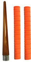 Y2M Set of 2 Cricket Bat Orange Grip + One Wooden Cone Chevron