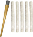 Y2M Set of 5 Cricket Bat White Grip (MSD) + One Wooden Grip Cone Gripper Chevron