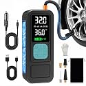 Y34 Tire Inflator Portable Air Compressor,4X Faster Inflation,8000mAh Cordless/12V DC 150PSI Air Pump with Digital Pressure Gauge for Car,Motorcycle,Bike,Gifts for Him
