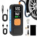 Y34 Tire Inflator Portable Air Compressor,4X Faster Inflation,8000mAh Cordless/12V DC 150PSI Air Pump with Digital Pressure Gauge for Car,Motorcycle,Bike,Gifts for Him