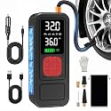 Y34 Tire Inflator Portable Air Compressor,4X Faster Inflation,6000mAh Cordless/12V DC 150PSI Air Pump with Digital Pressure Gauge for Car,Motorcycle,Bike,Gifts for Him