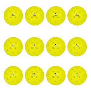 yaba premium outdoor pickleball balls 40-hole design  for tournament amp competition play perfectly balanced high bounce true flight high-performance all-weather pack of 12