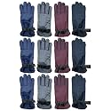Yacht & Smith Winter Ski Gloves Fleece Lined Adjustable Strap Water Resistant Men Woman Kids, Womens Assorted - 12 Packs, One Size