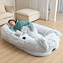 YAEM Human Dog Bed, 71"x45"x12" Calming Human Size Pet Bed for Adult, Grey