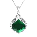 YAFEINI Teardrop Necklace Sterling Silver Filigree Irish Pendant Necklace Natural Stone Moonstone/Lapis Lazuli/Larimar/Moss Agate Necklace Jewelry