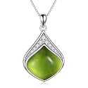 YAFEINI Teardrop Necklace Sterling Silver Filigree Irish Pendant Necklace Natural Stone Moonstone/Lapis Lazuli/Larimar/Moss Agate Necklace Jewelry