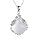 YAFEINI Teardrop Necklace Sterling Silver Filigree Irish Pendant Necklace Natural Stone Moonstone/Lapis Lazuli/Larimar/Moss Agate Necklace Jewelry