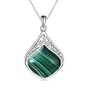 YAFEINI Teardrop Necklace Sterling Silver Filigree Irish Pendant Necklace Natural Stone Moonstone/Lapis Lazuli/Larimar/Moss Agate Necklace Jewelry