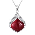 YAFEINI Teardrop Necklace Sterling Silver Filigree Irish Pendant Necklace Natural Stone Moonstone/Lapis Lazuli/Larimar/Moss Agate Necklace Jewelry