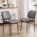 YaFiti Dining Chairs Set of 2, Mid Century Modern PU Leather Kitchen Chairs