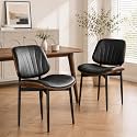 YaFiti Dining Chairs Set of 2, Mid Century Modern PU Leather Kitchen Chairs