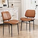 YaFiti Dining Chairs Set of 2, Mid Century Modern PU Leather Kitchen Chairs