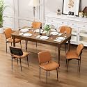 YaFiti Dining Chairs Set of 6, Mid Century Modern PU Leather Kitchen Chairs