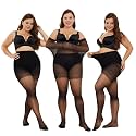 YAGAXI Plus Size Tights for Women, 20D Black High Waist Ultra Thin Pantyhose, Women's Sheer Tights with Control Top, 3 Pairs