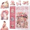 YagCu Garden Journaling Stickers, 50 Sheets Washi Junk Journal Sticker Book, Scrapbook Supplies, Watercolor Scrapbooking for Adults, Pink Decorative Ephemera Arts Craft