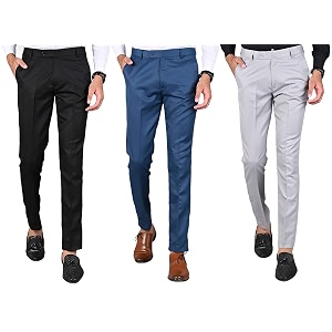 Slim Fit Formal Trousers Black Morpitch Grey