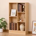 YAHARBB 3 Tier 5 Cube Thin Storage Organizer,Small Shallow Bookcase,Natural