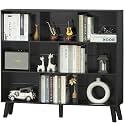 YAHARBO 10 Cube Bookshelf,3 Tier Bookcase with Legs,Black Mid-Century Modern Bookshelves,Large Free Standing Open Storage Organizer Shelf,Tall Wooden Book Case Furniture for Bedroom,Living Room,Office
