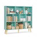 YAHARBO 10 Cube Bookshelf,3 Tier Bookcase with Legs,Green Mid-Century Modern Bookshelves,Large Free Standing Open Storage Organizer Shelf,Tall Wooden Book Case Furniture for Bedroom,Living Room,Office