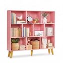 YAHARBO 10 Cube Bookshelf,3 Tier Bookcase with Legs,Light Pink Mid-Century Modern Bookshelves,Large Free Standing Open Storage Organizer Shelf,Tall Wooden Book Case Furniture for Bedroom,Living Room