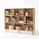 YAHARBO 10 Cube Large Bookshelf,3 Tier Bookcase with Legs,Natural Mid-Century Modern Bookshelves,Wide Free Standing Open Storage Organizer Shelf,Tall Wooden Book Case Furniture for Living Room,Office
