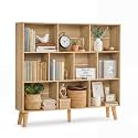 YAHARBO 10 Cube Natural Bookshelf,3 Tier Book Shelf with Legs,Modern Minimalist Bookcase,Open Book Shelves Storage Organizer,Frees Standing Wooden Display Bookcases for Small Space,Bedroom,Living Room