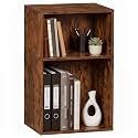 YAHARBO 2 Cube Bookshelf, Brown Record Player Stand with Vinyl Storage Up to 100 Albums, Horizontal Book Shelf, Small Cubby Bookcase with Storage Organizer, Turntable Stand for Living Room, Bedroom