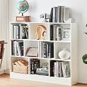 YAHARBO 3 Tier 10 Cube Long Horizontal Bookshelf, Under Window Shelf,White