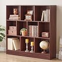 YAHARBO 3 Tier 10 Cube Long Horizontal Bookshelf,Under Window Shelf,Walnut