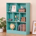 YAHARBO 3 Tier 7 Cube Mini Thin Bookshelf, Short Shallow Bookcase, Green